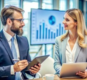 Business partners discussing a project.